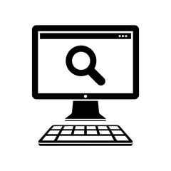 Search pc flat icon - Vector flat minimal icon