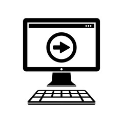 Computer and next symbol - Vector flat minimal icon