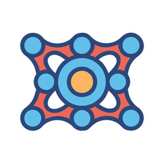 Fototapeta premium Interconnected circles in abstract shape with retro color scheme over black backdrop