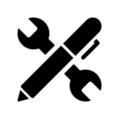 Wrench and pen - Design project - Vector web flat icon