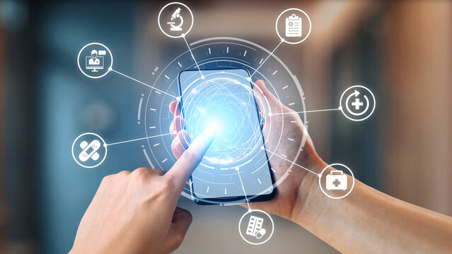 Online pharmacy icons showing medicine, healthcare, prescription and medical services with digital pharmacy, online drugstore, telemedicine and modern pharmaceutical solutions. Gist