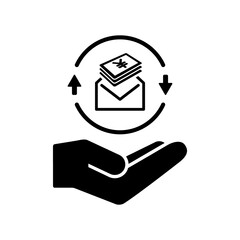 Envelope containing Yen - Minimal modern flat icon