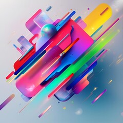 Vibrant abstract geometric background with colorful dynamic shapes and liquid forms
