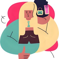 Stylized illustration of people interacting with digital privacy and online security