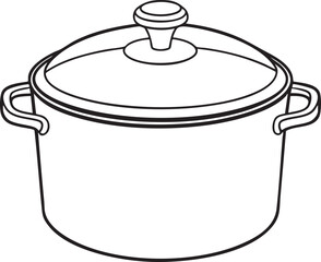 Cooking pot with handles line art illustration for culinary, kitchen, and household utensil design projects