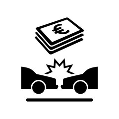 Car insurance payment - Euro - Vector web icon