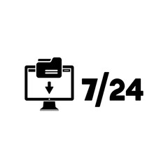 Download service 7/24 - Vector flat icon