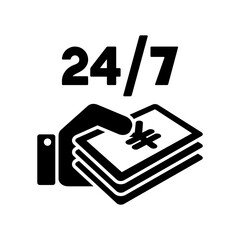 Pay services 24/7 - Yen - Vector web icon