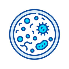 Petri dish with bacteria and virus, concept of laboratory research