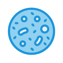 Abstract illustration of a light blue microorganism colony, surrounded by a dark outline