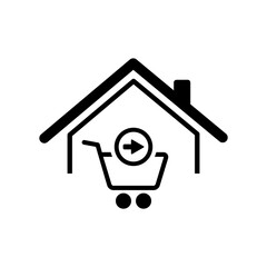 Web shopping and delivery to home - Vector web icon