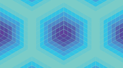 A captivating vector banner background featuring isometric cubes, done in calming blue and rich blue tones.