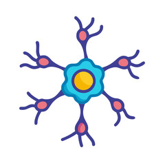 Stylized Neuron Illustration on Black Background, Representing Biology and Neuroscience