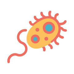 Stylized microscopic organism illustration showing cell structure on a black background