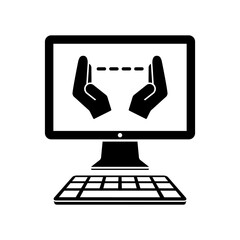 Hand gesturing for computer measures - Vector flat icon