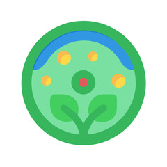 Simple flat illustration of growing plant in a pot, nature concept image