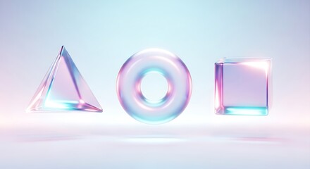 Abstract colorful background with shiny purple and pink 3D text and glass circle decoration pattern, suitable for a technology or business concept vector illustration