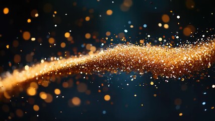 Video A close-up shot of a golden trail on a dark, matte finish background - Powered by Adobe