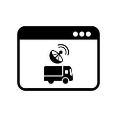 Truck with satellite control  - computer application - Vector fl