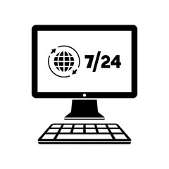 International 7/24 web services - Vector flat icon