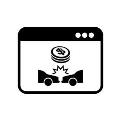Online insurance car payment - Dollars - Vector flat icon