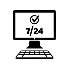 7/24 computer services - Vector flat icon