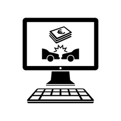 Online insurance payout for car crash - Vector flat icon