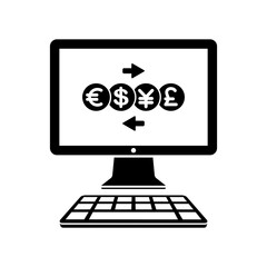 Money transfer online - Vector flat icon