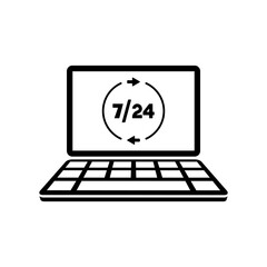 7/24 computer assistance - Vector flat icon