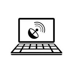 Computer and antenna connection - Vector flat icon