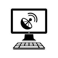 Satellite computer application - Vector flat icon