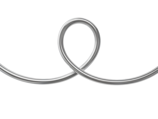 Sleek silver metallic tube forming elegant festive loops and curves, isolated on black. A modern design element perfect for Christmas banners, holiday graphics, or seasonal web backgrounds and deco