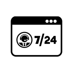 7/24 computer assistance - Vector flat icon