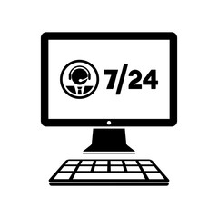 7/24 computer assistance - Vector flat icon