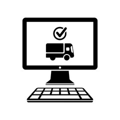 Check transport options on website - Vector flat icon