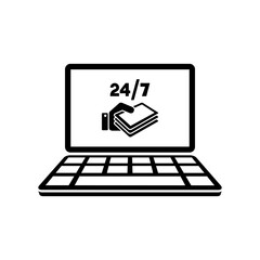 Full time 24/7 payment service - Vector flat icon