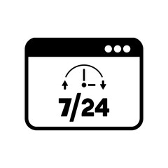 Obraz premium Full time 7/24 computer service - Vector flat icon