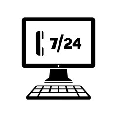 Full time 7/24 call center application - Vector flat icon