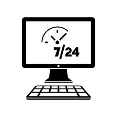 Daily full time computer service - Vector flat icon