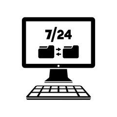 7/24 data transfer - Vector flat icon