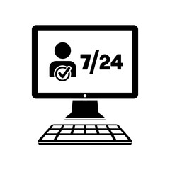 Individual full time services 7/24 - Vector flat icon