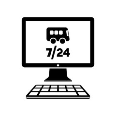 Bus ticket online - Booking service 7/24 - Vector flat icon