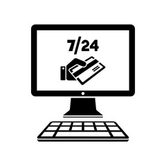 Credit card payment online 7/24 - Vector flat icon