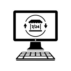Online shop full time 7/24 - Vector flat icon