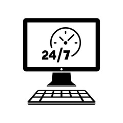 24/7  ful time web services - Vector flat icon