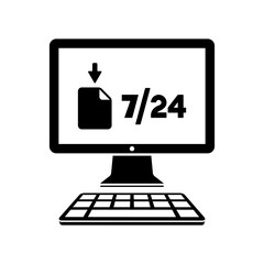 Full time download 7/24 - Vector flat icon