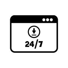 24/7 updates service - Vector flat icon
