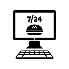 Fast food 7/24 delivery services - Vector flat icon