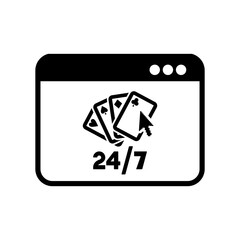 Online poker 24/7 - Vector flat icon