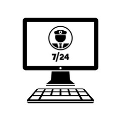 Computer protection 7/24 - Vector flat icon